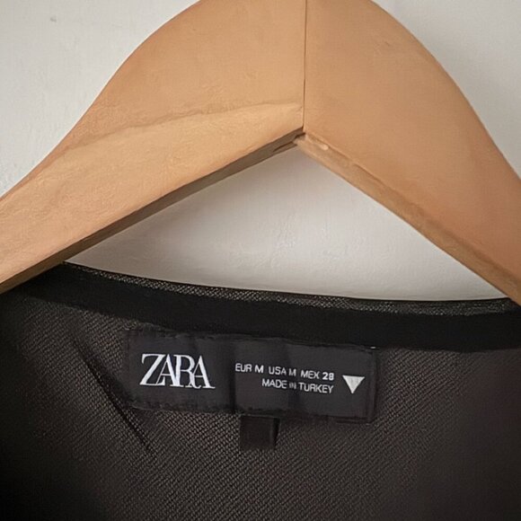 Zara Tulle Mixed Maxi Dress Black Grey Size Medium Blogger Fav - Picture 11 of 13